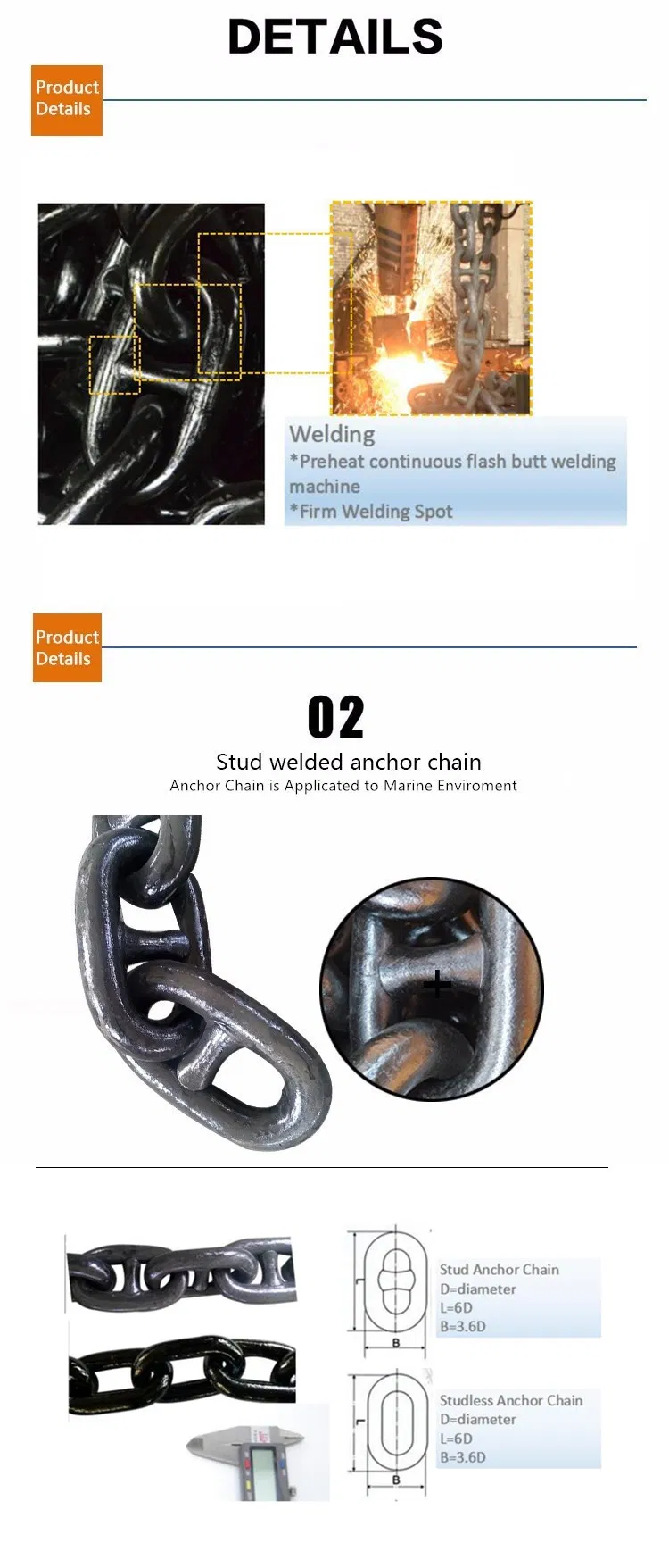 78mm Stud Link Marine Ship Anchor Chain with Lr Certificate