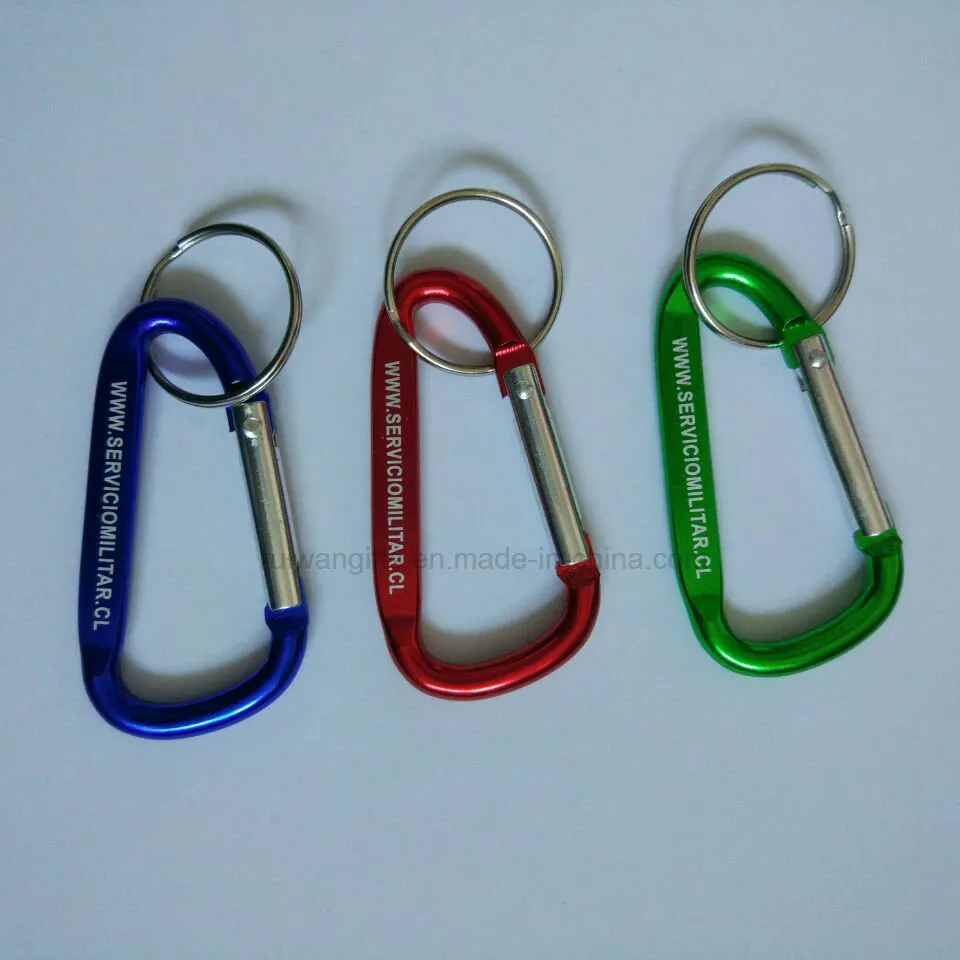 80mm D Shape Aluminum Carabiner with Screw Lock for Keychain