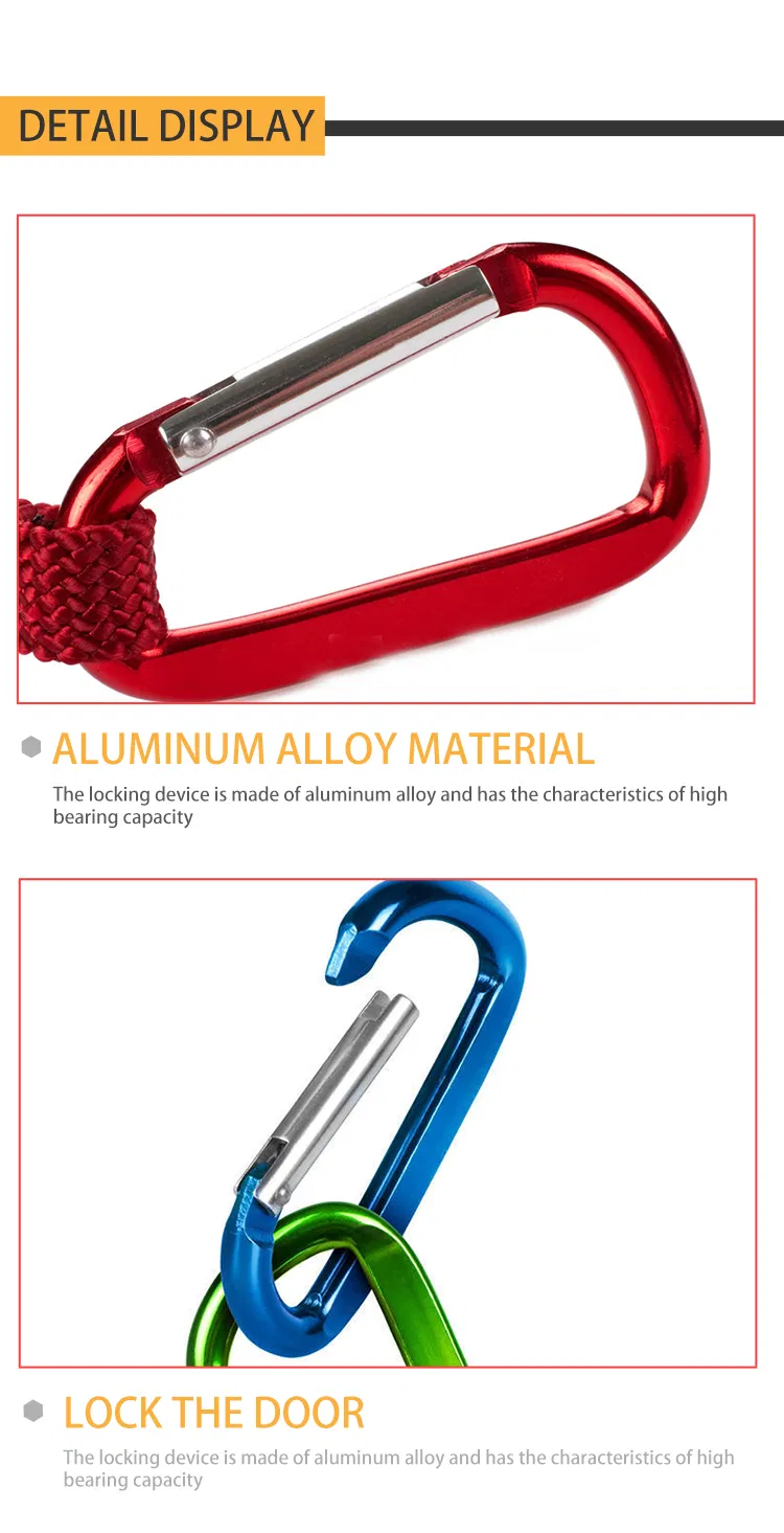 Customized D Shape Flat Wire Aluminium Alloy Carabiner Metal Carabiner for Promotion