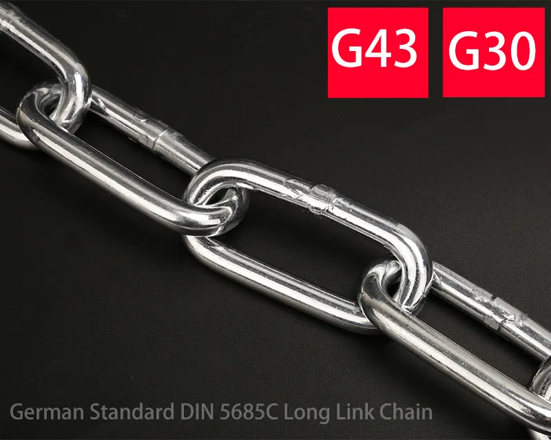 DIN5685c Long Round Link Chain Grade G30 Deburring Smooth Welded Galvanized Chain with High Quality