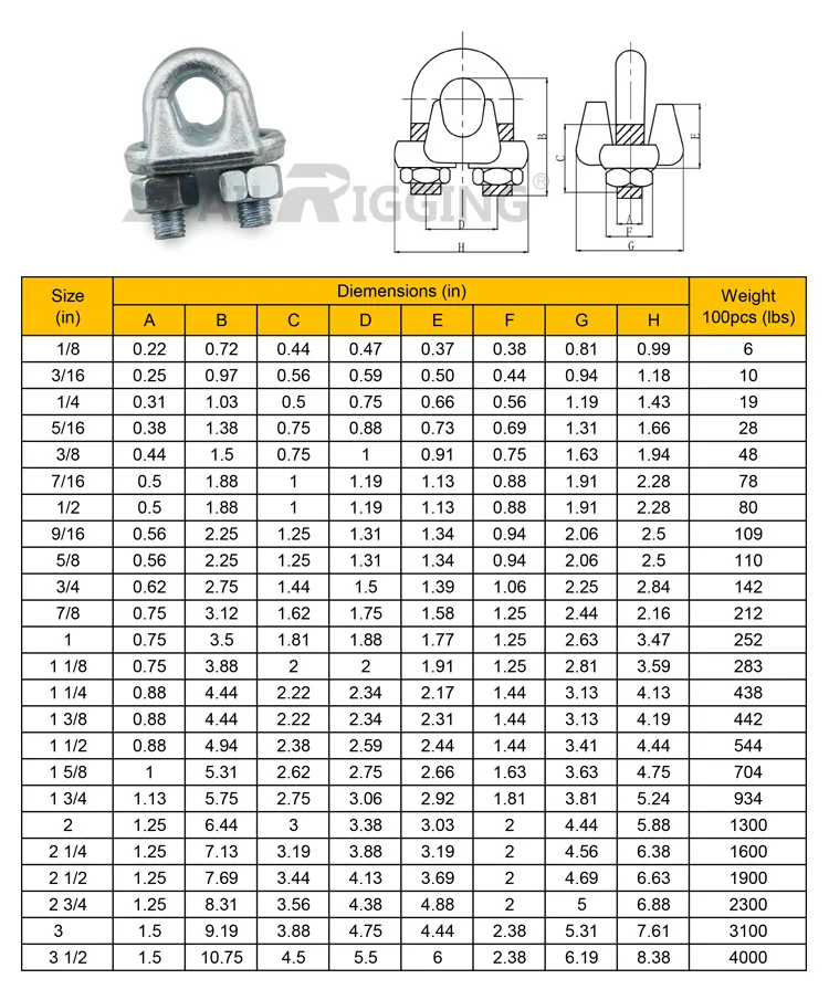 Metal 45#Steel U Bolt Drop Forged Wire Rope Clip