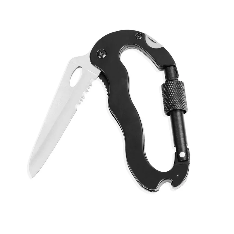 Outdoor Camping Multifunctional Quick-Hanging Safety Carabiner, Folding Knife, Keychain, Screwdriver, Bottle Opener, Carabiner Knife