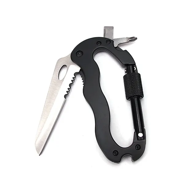 Outdoor Camping Multifunctional Quick-Hanging Safety Carabiner, Folding Knife, Keychain, Screwdriver, Bottle Opener, Carabiner Knife