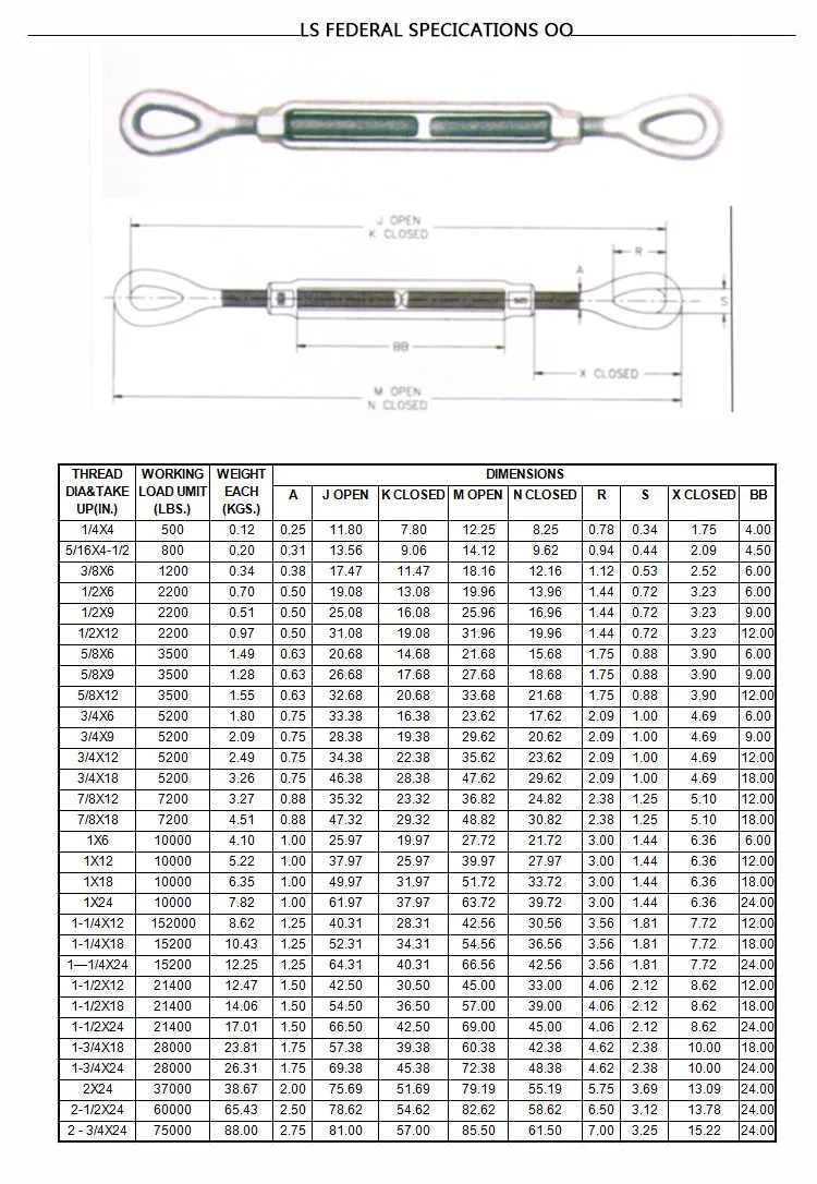 Turnbuckle Frame Type with Hook&Hook