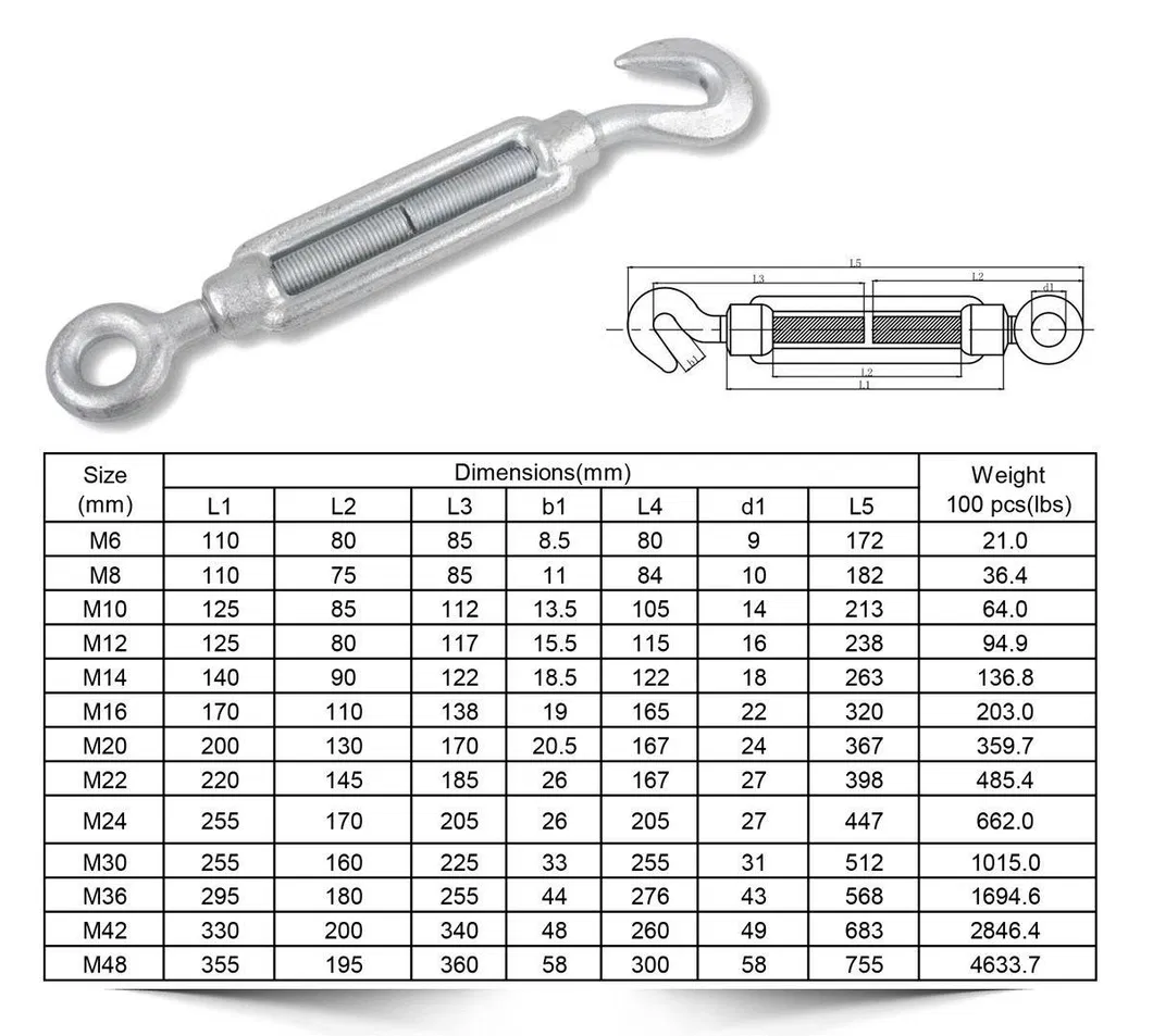 Us Type Federal Wire Rope Turnbuckle